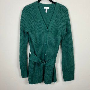 Leith Women's Button Front Cardigan XS Green
